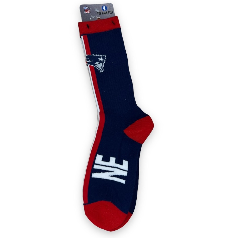 New England Patriots Socks‎ Men Large 10-13 For Bare Feet NFL Calf Socks